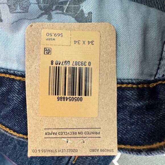 Levi’s 505 Jeans Mens Size 34 Straight Leg 100% Cotton Dark Wash Casual Work New - Picture 8 of 11